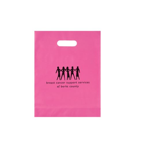 Custom Printed Breast Cancer Awareness Pink Frosted Die Cut Bag (12"x15"x3") - Flexo Ink - 19FD12153BCA-FI